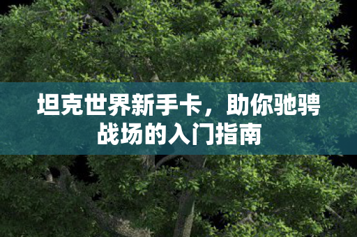 坦克世界新手卡,助你驰骋战场的入门指南 坦克世界新手卡,助你驰骋战场的入门指南
