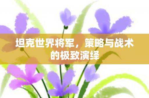坦克世界将军,策略与战术的极致演绎 坦克世界将军,策略与战术的极致演绎