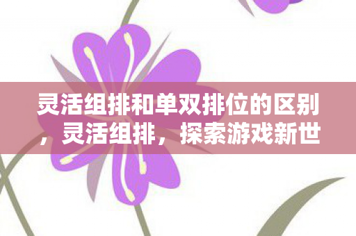 灵活组排和单双排位的区别,灵活组排,探索游戏新世界的无限可能 灵活组排和单双排位的区别,灵活组排,探索游戏新世界的无限可能