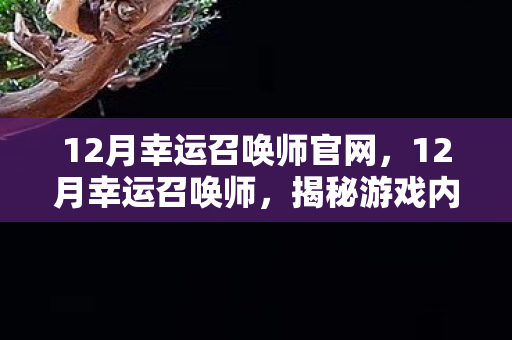12月幸运召唤师官网,12月幸运召唤师,揭秘游戏内的神秘力量 12月幸运召唤师官网,12月幸运召唤师,揭秘游戏内的神秘力量