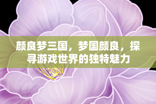 颜良梦三国,梦国颜良,探寻游戏世界的独特魅力 颜良梦三国,梦国颜良,探寻游戏世界的独特魅力
