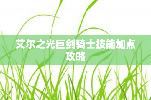 艾尔之光巨剑骑士技能加点攻略 艾尔之光巨剑骑士技能加点攻略