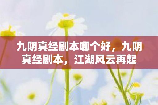 九阴真经剧本哪个好,九阴真经剧本,江湖风云再起 九阴真经剧本哪个好,九阴真经剧本,江湖风云再起