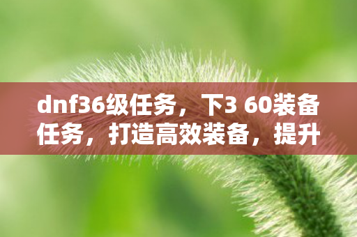 dnf36级任务,下3 60装备任务,打造高效装备,提升游戏实力 dnf36级任务,下3 60装备任务,打造高效装备,提升游戏实力