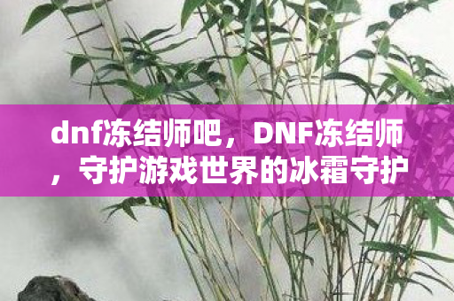 dnf冻结师吧，DNF冻结师，守护游戏世界的冰霜守护者