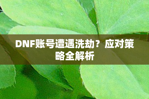 DNF账号遭遇洗劫?应对策略全解析 DNF账号遭遇洗劫?应对策略全解析