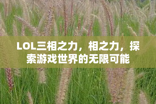 LOL三相之力，相之力，探索游戏世界的无限可能