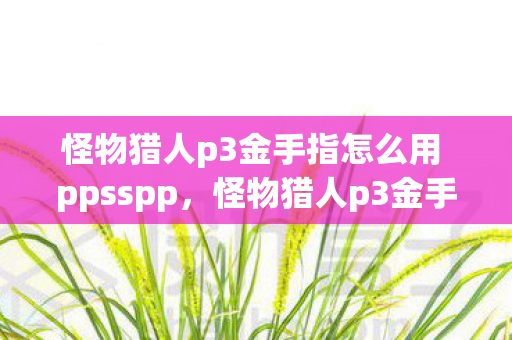 怪物猎人p3金手指怎么用 ppsspp,怪物猎人p3金手指使用指南 怪物猎人p3金手指怎么用 ppsspp,怪物猎人p3金手指使用指南