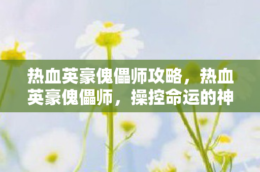 热血英豪傀儡师攻略,热血英豪傀儡师,操控命运的神秘艺术家 热血英豪傀儡师攻略,热血英豪傀儡师,操控命运的神秘艺术家