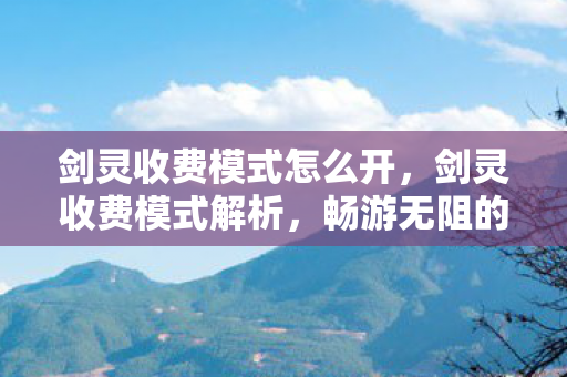 剑灵收费模式怎么开,剑灵收费模式解析,畅游无阻的付费体验 剑灵收费模式怎么开,剑灵收费模式解析,畅游无阻的付费体验
