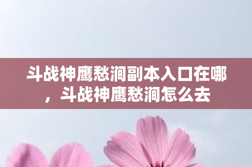 斗战神鹰愁涧副本入口在哪,斗战神鹰愁涧怎么去 斗战神鹰愁涧副本入口在哪,斗战神鹰愁涧怎么去