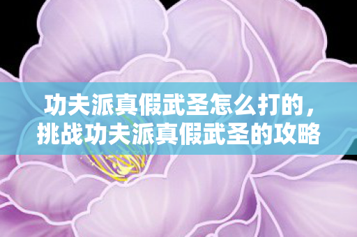 功夫派真假武圣怎么打的,挑战功夫派真假武圣的攻略 功夫派真假武圣怎么打的,挑战功夫派真假武圣的攻略