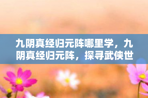 九阴真经归元阵哪里学,九阴真经归元阵,探寻武侠世界的神秘阵法 九阴真经归元阵哪里学,九阴真经归元阵,探寻武侠世界的神秘阵法