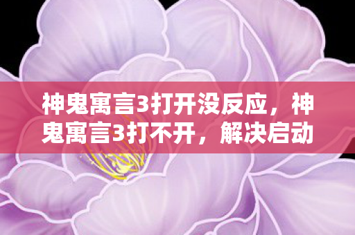 神鬼寓言3打开没反应,神鬼寓言3打不开,解决启动问题的实用指南 神鬼寓言3打开没反应,神鬼寓言3打不开,解决启动问题的实用指南