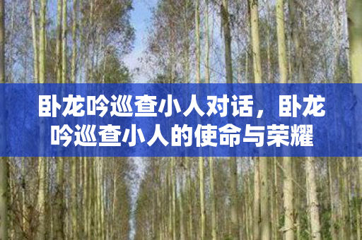 卧龙吟巡查小人对话,卧龙吟巡查小人的使命与荣耀 卧龙吟巡查小人对话,卧龙吟巡查小人的使命与荣耀