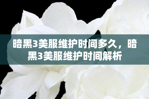 暗黑3美服维护时间多久，暗黑3美服维护时间解析
