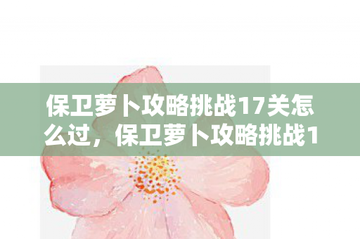 保卫萝卜攻略挑战17关怎么过，保卫萝卜攻略挑战17，策略与技巧的深度解析
