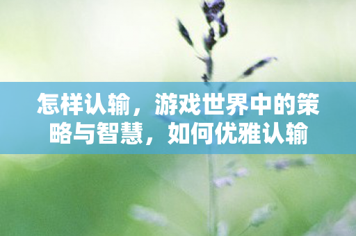 怎样认输，游戏世界中的策略与智慧，如何优雅认输