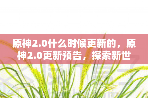 原神2.0什么时候更新的,原神2.0更新预告,探索新世界的序曲 原神2.0什么时候更新的,原神2.0更新预告,探索新世界的序曲