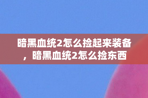 暗黑血统2怎么捡起来装备,暗黑血统2怎么捡东西 暗黑血统2怎么捡起来装备,暗黑血统2怎么捡东西