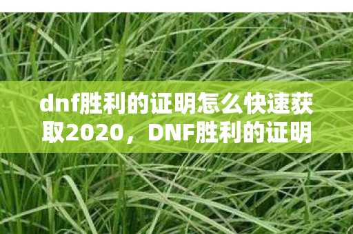 dnf胜利的证明怎么快速获取2020,DNF胜利的证明有什么用? dnf胜利的证明怎么快速获取2020,DNF胜利的证明有什么用?