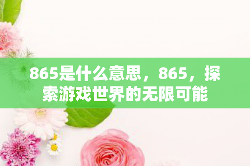 865是什么意思,865,探索游戏世界的无限可能 865是什么意思,865,探索游戏世界的无限可能