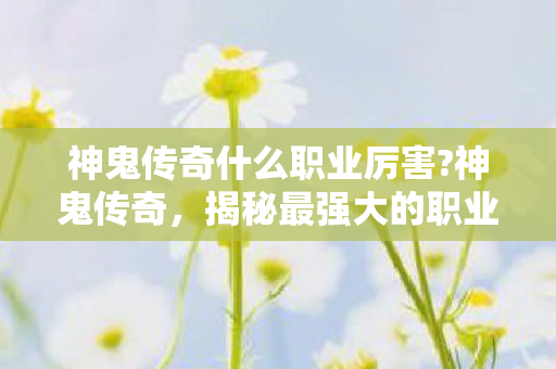 神鬼传奇什么职业厉害?神鬼传奇,揭秘最强大的职业 神鬼传奇什么职业厉害?神鬼传奇,揭秘最强大的职业