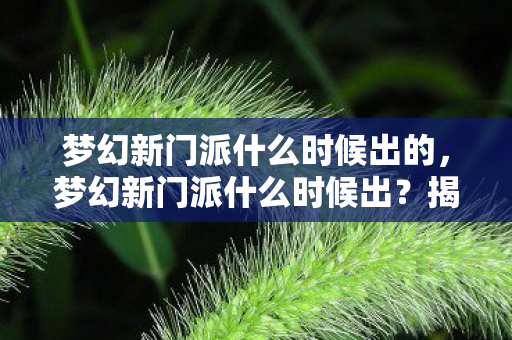 梦幻新门派什么时候出的，梦幻新门派什么时候出？揭秘官方发布时间表与玩家期待