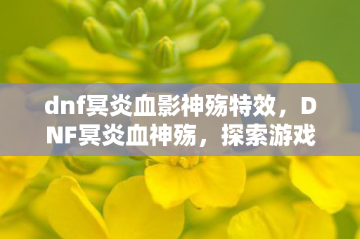 dnf冥炎血影神殇特效,DNF冥炎血神殇,探索游戏背后的深层意义 dnf冥炎血影神殇特效,DNF冥炎血神殇,探索游戏背后的深层意义
