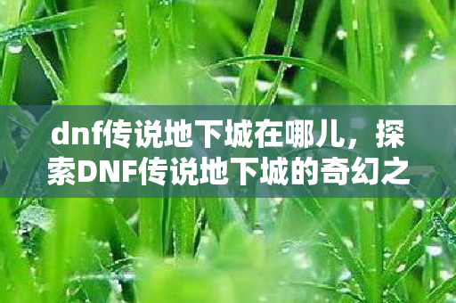 dnf传说地下城在哪儿,探索DNF传说地下城的奇幻之旅 dnf传说地下城在哪儿,探索DNF传说地下城的奇幻之旅