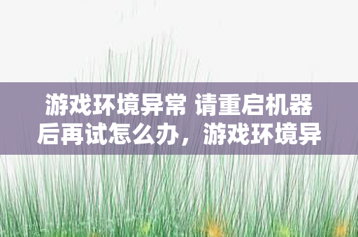 游戏环境异常 请重启机器后再试怎么办，游戏环境异常，重启机器，共创美好游戏体验