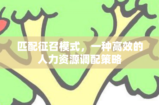 匹配征召模式,一种高效的人力资源调配策略 匹配征召模式,一种高效的人力资源调配策略