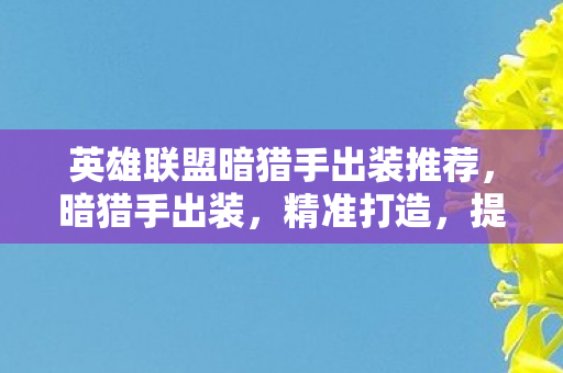 英雄联盟暗猎手出装推荐，暗猎手出装，精准打造，提升战斗效率