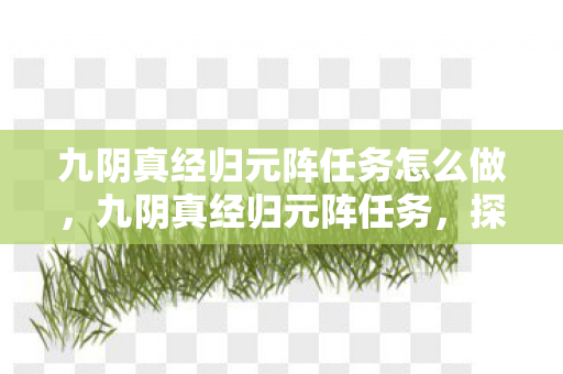 九阴真经归元阵任务怎么做，九阴真经归元阵任务，探索古老阵法的奥秘