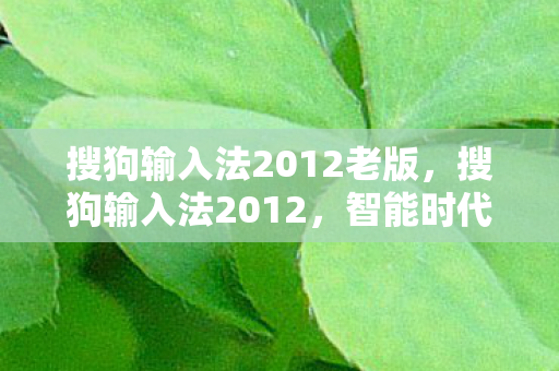 搜狗输入法2012老版，搜狗输入法2012，智能时代的打字革命