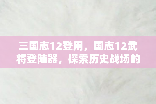 三国志12登用，国志12武将登陆器，探索历史战场的钥匙