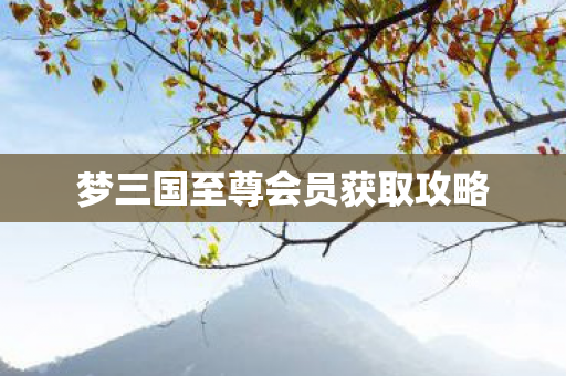 梦三国至尊会员获取攻略 梦三国至尊会员获取攻略