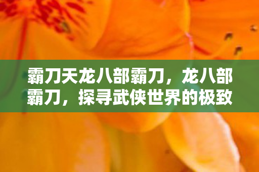 霸刀天龙八部霸刀，龙八部霸刀，探寻武侠世界的极致刀法