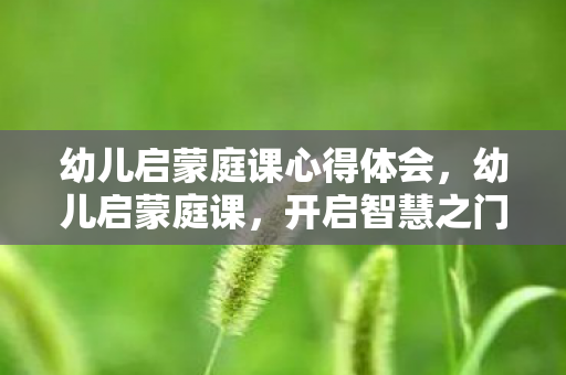 幼儿启蒙庭课心得体会，幼儿启蒙庭课，开启智慧之门的钥匙