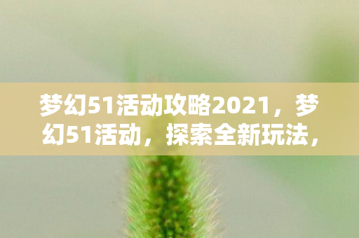 梦幻51活动攻略2021,梦幻51活动,探索全新玩法,畅享无限乐趣 梦幻51活动攻略2021,梦幻51活动,探索全新玩法,畅享无限乐趣