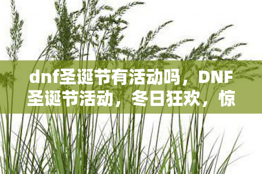 dnf圣诞节有活动吗,DNF圣诞节活动,冬日狂欢,惊喜连连! dnf圣诞节有活动吗,DNF圣诞节活动,冬日狂欢,惊喜连连!