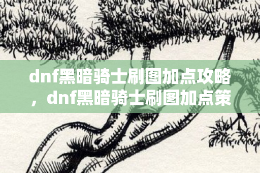 dnf黑暗骑士刷图加点攻略，dnf黑暗骑士刷图加点策略