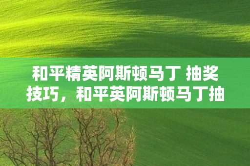 和平精英阿斯顿马丁 抽奖技巧，和平英阿斯顿马丁抽奖技巧