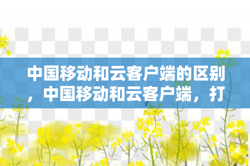 中国移动和云客户端的区别,中国移动和云客户端,打造高效便捷的云端服务体验 中国移动和云客户端的区别,中国移动和云客户端,打造高效便捷的云端服务体验