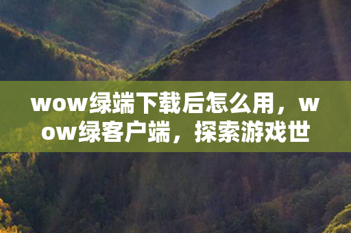 wow绿端下载后怎么用,wow绿客户端,探索游戏世界的全新体验 wow绿端下载后怎么用,wow绿客户端,探索游戏世界的全新体验