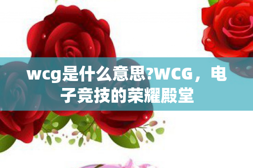 wcg是什么意思?WCG，电子竞技的荣耀殿堂