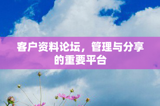 客户资料论坛,管理与分享的重要平台 客户资料论坛,管理与分享的重要平台