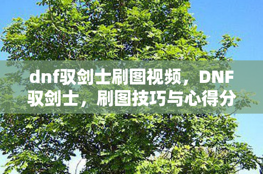 dnf驭剑士刷图视频,DNF驭剑士,刷图技巧与心得分享 dnf驭剑士刷图视频,DNF驭剑士,刷图技巧与心得分享