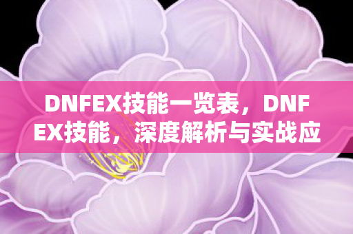 DNFEX技能一览表,DNFEX技能,深度解析与实战应用 DNFEX技能一览表,DNFEX技能,深度解析与实战应用