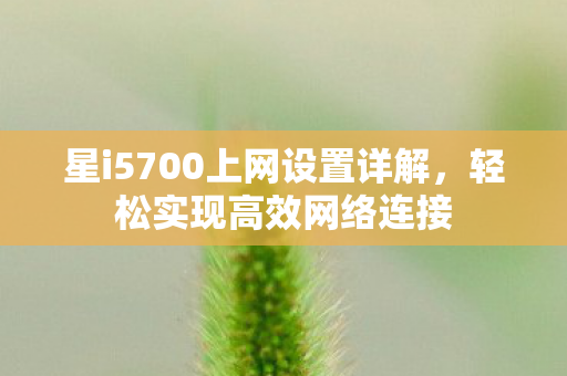 星i5700上网设置详解,轻松实现高效网络连接 星i5700上网设置详解,轻松实现高效网络连接